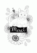 Chat à fleurs pour dire merci
